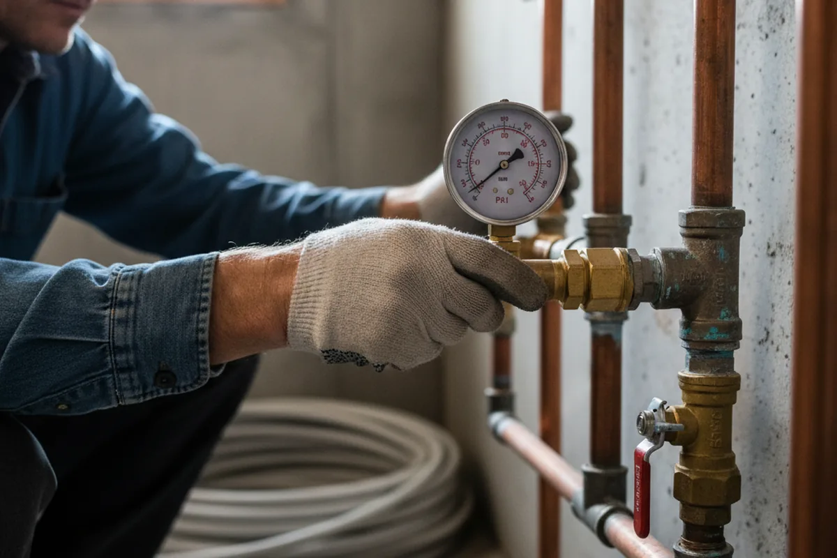Pressure testing a repaired line during Water Line Repair in Fostoria